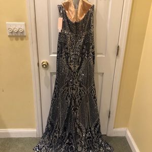 Navy and silver gown